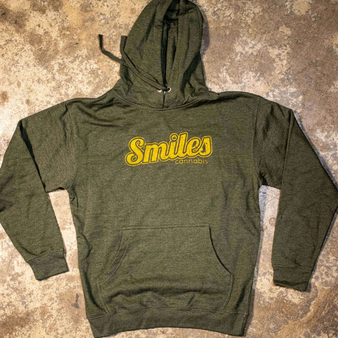 Logo Hoodie Heather Green / yellow smiles