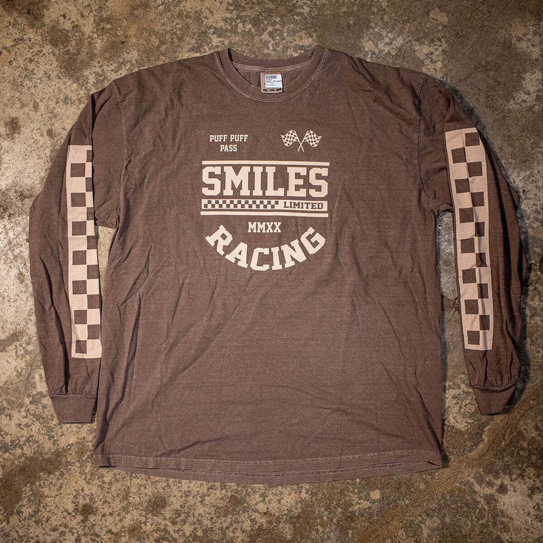 Smiles puff puff pass Racing Long Sleeve Shirt in Espresso - Puff Puff Pass